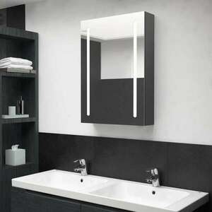 vidaXL szürke LED-es tükrös fürdőszobaszekrény 50 x 13 x 70 cm kép