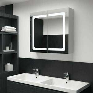 vidaXL tükrös fürdőszobaszekrény LED világítással 80 x 12, 2 x 68 cm kép