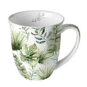 AMB.18418215 Jungle leaves white porcelánbögre 0, 4l kép