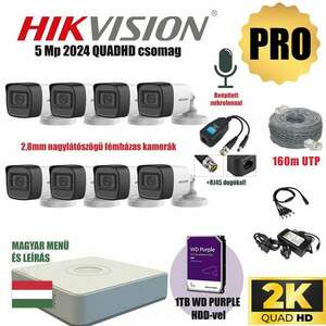Hikvision 5Mp PRO Szereld Magad Csomag 8 kamerával és RJ45 balunnal! kép