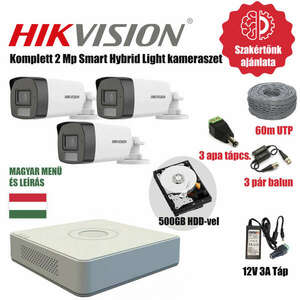 Hikvision 2MP TurboHD prémium kamera rendszer 3db kamerával és 50... kép