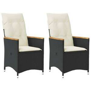 vidaXL 2 db fekete polyrattan dönthető kerti szék párnával kép