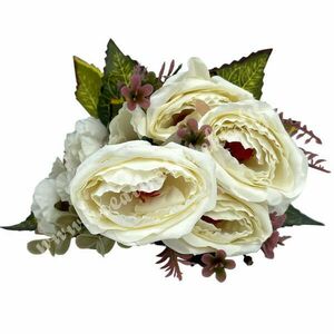 Rózsacsokor páfránnyal, törtfehér, 30 cm kép