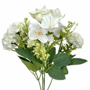 Rózsa-hortenzia csokor, fehér, 30 cm kép