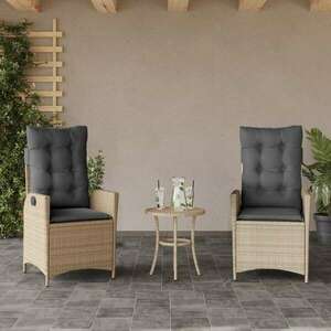 vidaXL 2 db vegyes bézs dönthető polyrattan kerti szék párnával kép
