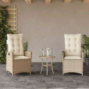 2 db bézs polyrattan kerti szék párnákkal kép