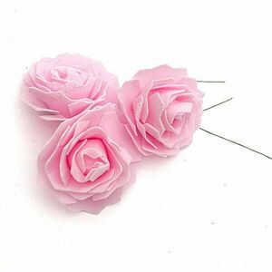 6 cm rózsaszín habrózsa szárral csillámmal kép