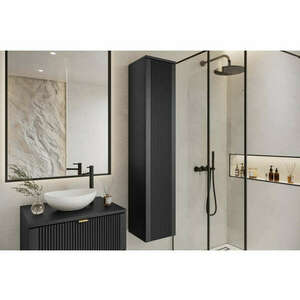 Mylife kadi függőleges fürdőszoba szekrény matt fekete (150cm) kép