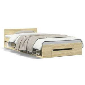 vidaXL sonoma-tölgyszínű szerelt fa ágykeret fiókkal 75x 190 cm kép