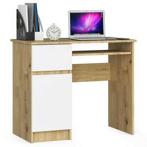 Íróasztal - Akord Furniture - 90 cm - kézműves tölgy / fehér (bal) kép