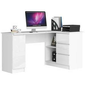 Sarok íróasztal b20 155 cm jobbra fényes fehér kép