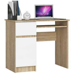 Íróasztal - Akord Furniture - 90 cm - fehér / sonoma tölgy (bal) kép