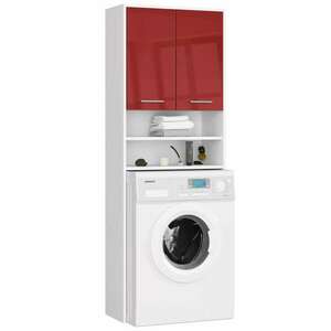 Fürdőszobai polc a mosógép fölött fehér / piros fényű kép