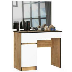 Fésülködőasztal tükörrel, bal oldali P142_90 - kézműves tölgy/fehér kép