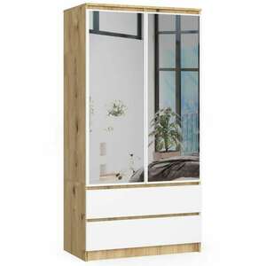 Gardróbszekrény fiókkal - Akord Furniture S90 - fehér kép