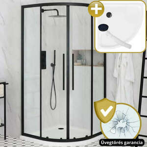 HD Elio+ Black 80x80 íves két tolóajtós zuhanykabin zuhanytálcáva... kép