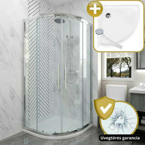 HD Elio+ 80x80 íves két tolóajtós zuhanykabin zuhanytálcával és k... kép