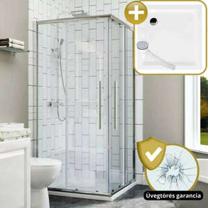 HD Elio+ 80x80 szögletes két tolóajtós zuhanykabin zuhanytálcával... kép