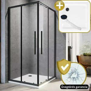 HD Elio+ Black 90x90 szögletes két tolóajtós zuhanykabin zuhanytá... kép