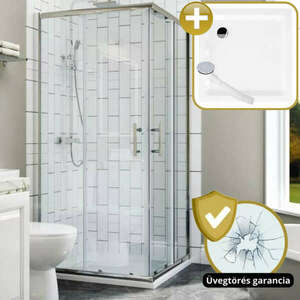 HD Elio 90x90 szögletes két tolóajtós zuhanykabin zuhanytálcával... kép
