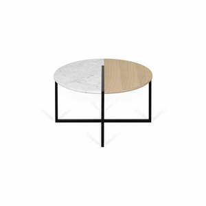 Dohányzóasztal tölgyfa dekoros és márvány asztallappal ø 80 cm Sonata - TemaHome kép