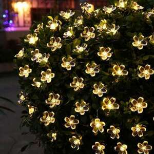 Napelemes virág kerti LED fényfüzér, meleg fehér, 20 LED-es kép