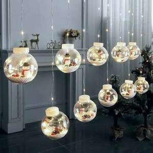 Karácsonyi gömb alakú fényfüggöny 10 függővel, 3 méteres, fehér s... kép