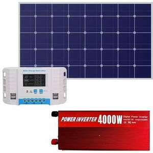 220V/12V napelem rendszer 150W panel 4000W inverter + 60A töltésv... kép