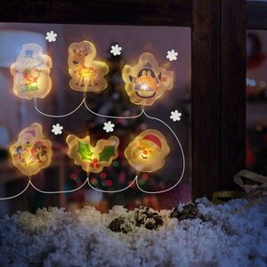 Karácsonyi LED fényfüzér - Ablakgél matrica - 6 LED - 2 x AA kép