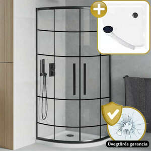 HD Dior+ Black 80x80 íves két tolóajtós zuhanykabin zuhanytálcáva... kép