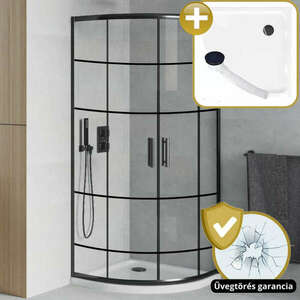 HD Dior Black 90x90 íves két tolóajtós zuhanykabin zuhanytálcával... kép
