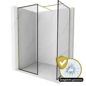 HD Velence Gold Kombi Walk-In zuhanyfal, 80x100 cm, 8 mm vastag v... kép