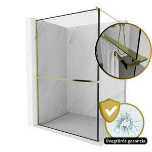 HD Velence+ Gold Walk-In zuhanyfal, 110x200 cm, 8 mm vastag vízle... kép