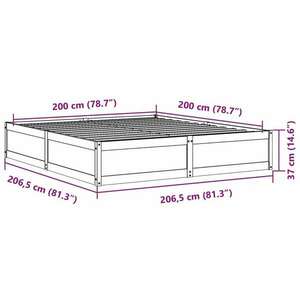 vidaXL fehér tömör fenyőfa ágykeret 200 x 200 cm kép