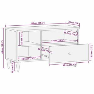 vidaXL tömör mangófa TV-szekrény 80 x 33 x 46 cm kép