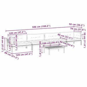 vidaXL 5 részes tömör akácfa kerti raklap ülőgarnitúra párnával kép