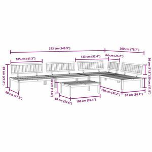 vidaXL 5 részes tömör akácfa kerti raklap ülőgarnitúra kép
