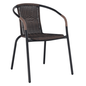 Egymásba rakható szék, barna/fekete fém, DOREN kép