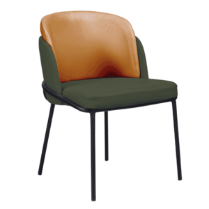 Dizájn fotel, zöld/narancssárga, ekobőr, GANON kép