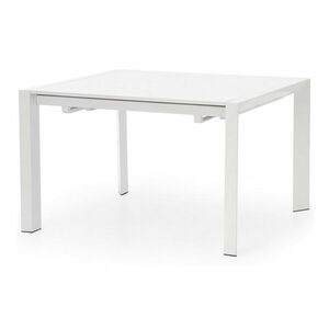 Asztal Houston 123, Fényes fehér, 76x80x130cm, Hosszabbíthatóság, Közepes sűrűségű farostlemez, Fém kép