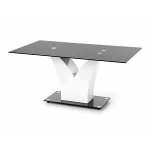 Asztal Houston 125, Fekete, Fényes fehér, 76x90x160cm, Edzett üveg, Közepes sűrűségű farostlemez kép