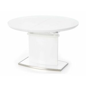 Asztal Houston 215, Fényes fehér, 76cm, Hosszabbíthatóság, Közepes sűrűségű farostlemez, Fém, Közepes sűrűségű farostlemez kép