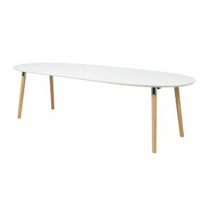 Asztal Oakland 136, Fehér, Fényes fa, 74x100x170cm, Hosszabbíthatóság, Közepes sűrűségű farostlemez, Váz anyaga kép