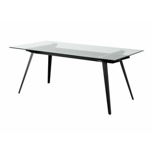 Asztal Oakland 156, Fekete, 75x90x180cm, Edzett üveg, Fém kép