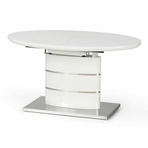 Asztal Houston 285, Fényes fehér, 76x90x140cm, Hosszabbíthatóság, Közepes sűrűségű farostlemez kép
