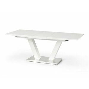 Asztal Houston 297, Fényes fehér, 76x90x160cm, Hosszabbíthatóság, Közepes sűrűségű farostlemez, Fém kép