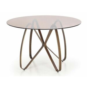 Asztal Houston 350, Barna, Aranysárga, 76cm, Edzett üveg, Fém kép
