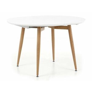Asztal Houston 567, Fehér, San remo tölgy, 75x100x120cm, Hosszabbíthatóság, Közepes sűrűségű farostlemez, Fém kép