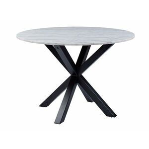 Asztal Oakland 306, Fehér márvány, Matt fekete, 76cm, Márvány, Fém kép