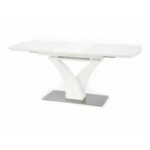 Asztal Houston 657, Fehér, 75x80x140cm, Hosszabbíthatóság, Edzett üveg, Közepes sűrűségű farostlemez, Közepes sűrűségű farostlemez, Fém kép